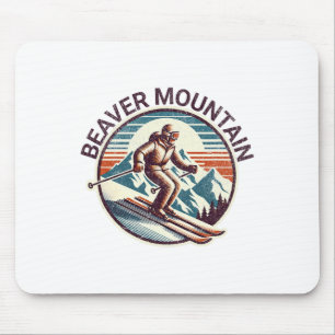 Tapis De Souris Retro Vintage Beaver Mountain Utah Station de ski