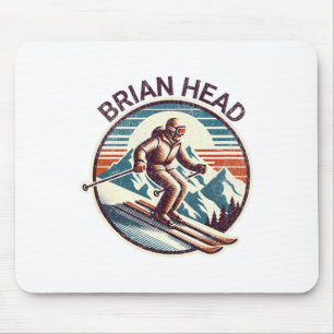 Tapis De Souris Retro Vintage Brian Head Utah Station de ski d'hiv