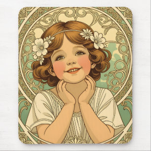 Tapis De Souris retro vintage child with flowers