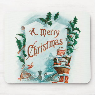 Tapis De Souris Retro Vintage Noël Cool Père Noël Salutation