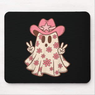 Tapis De Souris Retro Western Halloween Cowboy Cowgirl Ghost Boo P