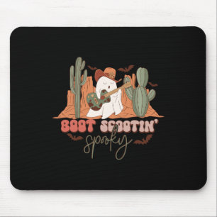 Tapis De Souris Retro Western Halloween Cute Ghost Funny Boot Scoo