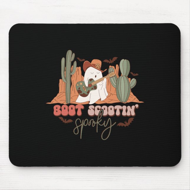 Tapis De Souris Retro Western Halloween Cute Ghost Funny Boot Scoo (Devant)