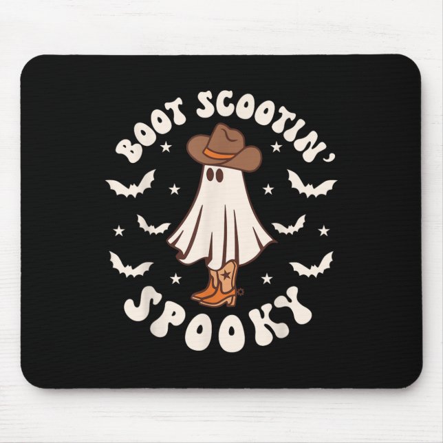 Tapis De Souris Retro Western Halloween Cute Ghost Funny Boot Scoo (Devant)