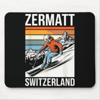 Tapis De Souris Retro Zermatt Suisse station de ski plaisir alpin