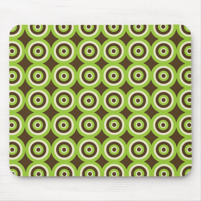 Tapis De Souris Rétros cercles modernes vert et Mousepad Brown (Devant)