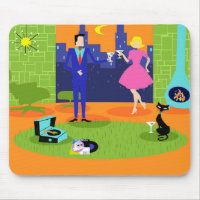 Rétros couples romantiques Mousepad de soirée