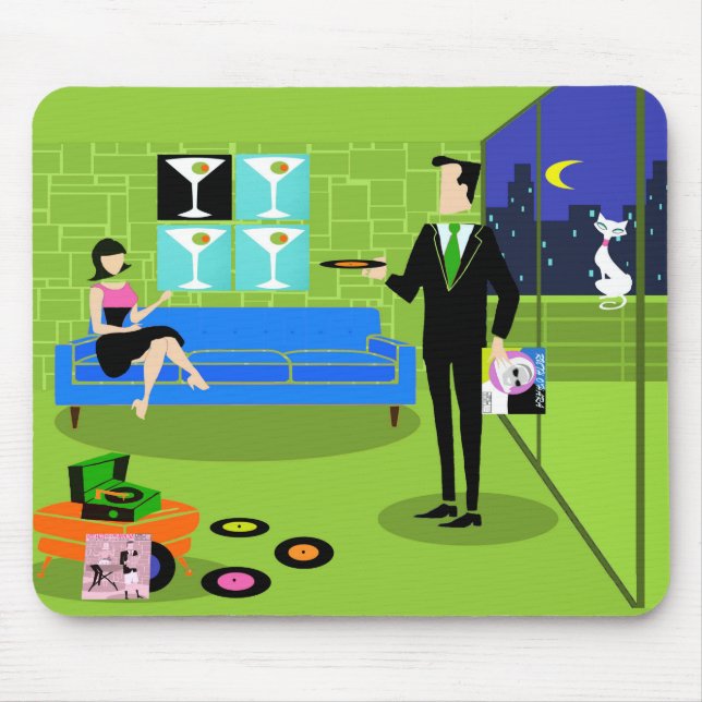 Tapis De Souris Rétros couples urbains Mousepad de bande dessinée (Devant)