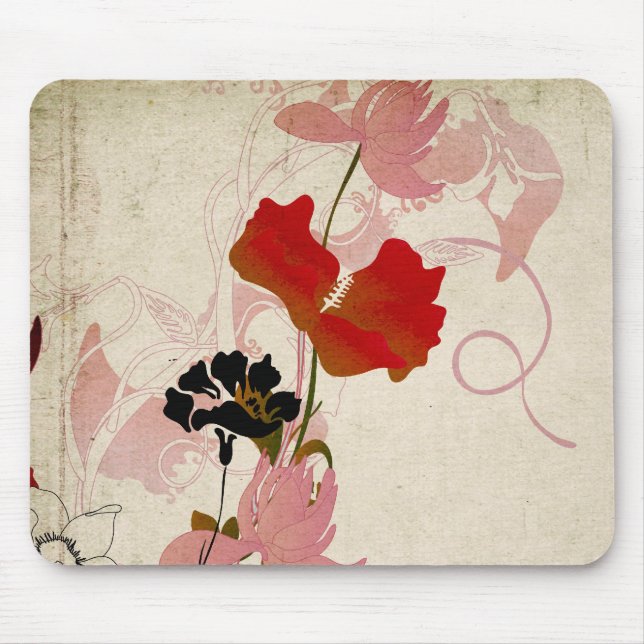 Tapis De Souris Rétros fleurs Mousepad (Devant)