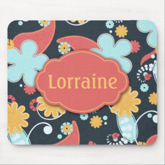 Tapis De Souris Rétros floraux - ajoutez un nom -
