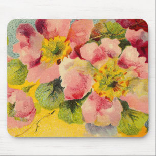 Tapis De Souris Rétros primevères florales vintages roses