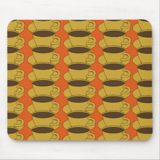 Tapis De Souris Rétros tasses de café sur le mousepad orange