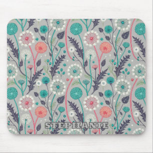Tapis De Souris Rêve turquoise & Crimson Dandelion - Stylisé Flora