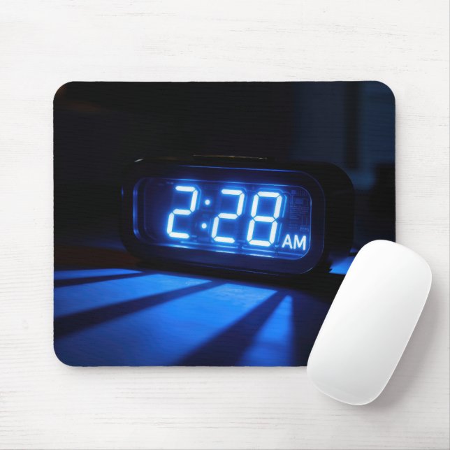 Tapis De Souris Réveil de nuit bleu néon (Avec souris)