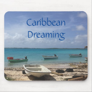 Tapis De Souris Rêverie caraïbe Bateaux de pêche Bonaire Océan
