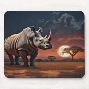 Tapis De Souris Rhinoceros Animaux Faune Sauvage Art Coloré