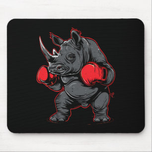 Tapis De Souris Rhinocéros boxant avec gants de boxe Kickboxing Dr