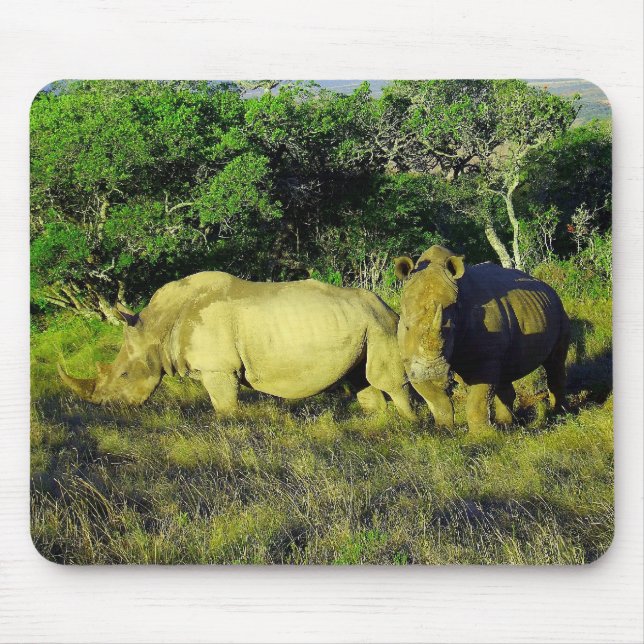 Tapis De Souris Rhinoceros Couple Photographie de la faune (Devant)