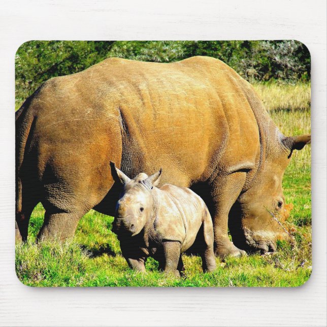 Tapis De Souris Rhinoceros Mère & Calf Photographie de la faune (Devant)