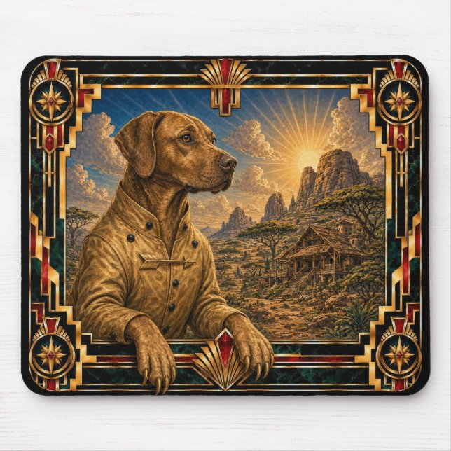 Tapis De Souris Rhodesian Ridgeback, Chien Art Déco (Devant)