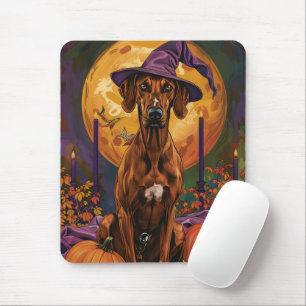 Tapis De Souris Rhodesian Ridgeback Chien Halloween sorcier Citrou