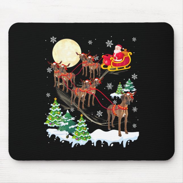 Tapis De Souris Rhodesian Ridgeback Reindeer Chien de Noël équitat (Devant)