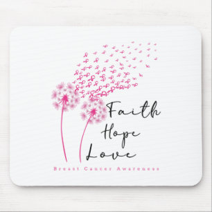 Tapis De Souris Ribbon Dandelion Foi Espoir Amour Cancer du sein