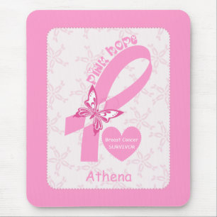 Tapis De Souris Ribbon rose Survivant du cancer du sein et frontiè
