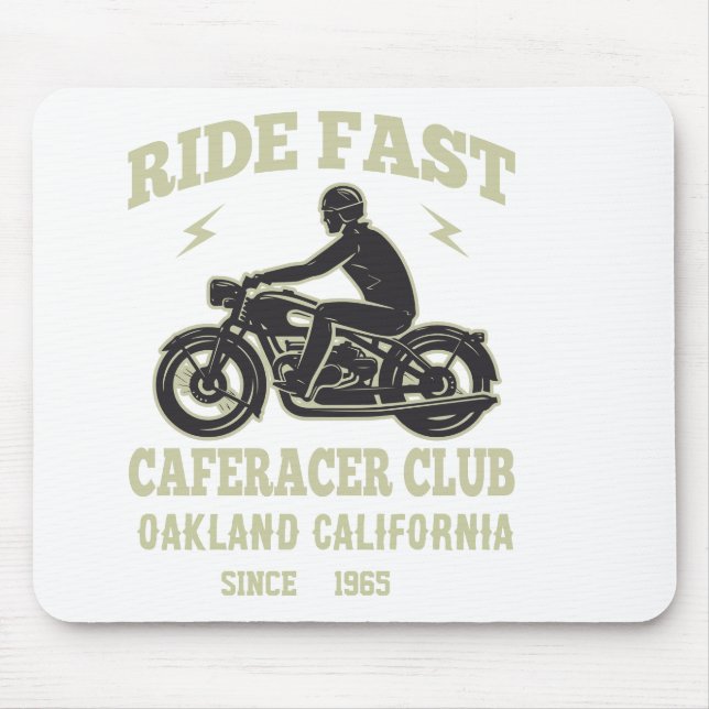 Tapis De Souris Ride Fast Cafe Racer Club Personnalisé (Devant)
