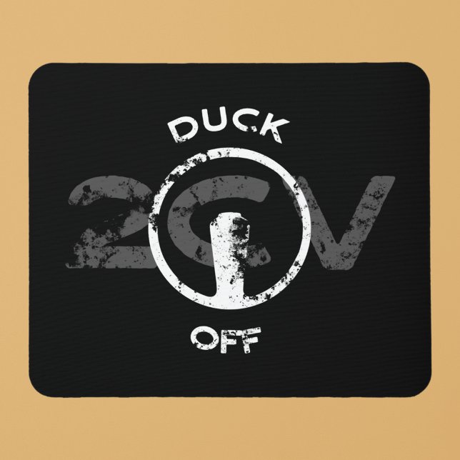 Tapis De Souris Rigolo Oldtimer 2cv Duck Off Statement (2CV Mouse Pad in Black with a White Steering Wheel Illustration of the Deux Chevaux )