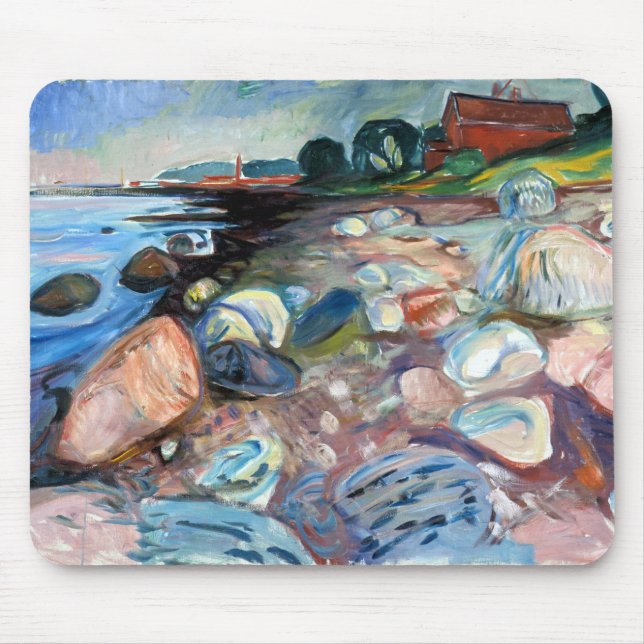 Tapis De Souris Rivage Edvard Munch avec Maison Rouge (Devant)