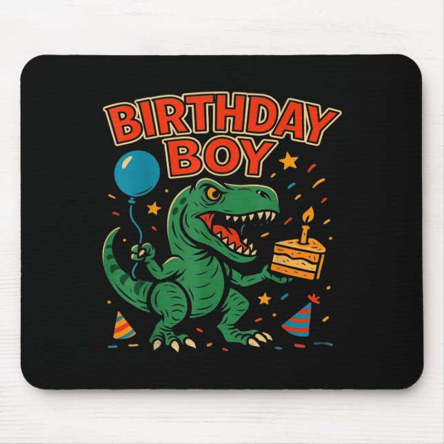 Tapis De Souris Roaring Birthday Boy Dinosaur Celebration Design _ (Devant)