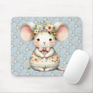Tapis De Souris Robe de souris florale mignonne Couronne de fleurs