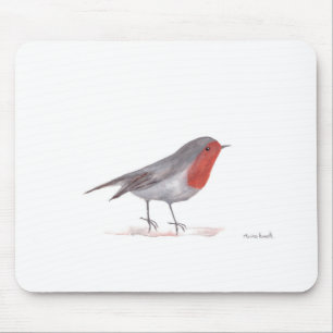 Tapis De Souris Robin bird watercolor winter Christmas cute