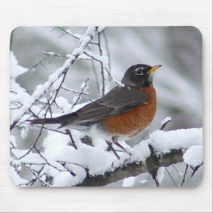 Tapis De Souris Robin dans l'oiseau Mousepad de neige