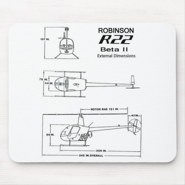 Tapis De Souris Robinson R22 Mousepad (Devant)