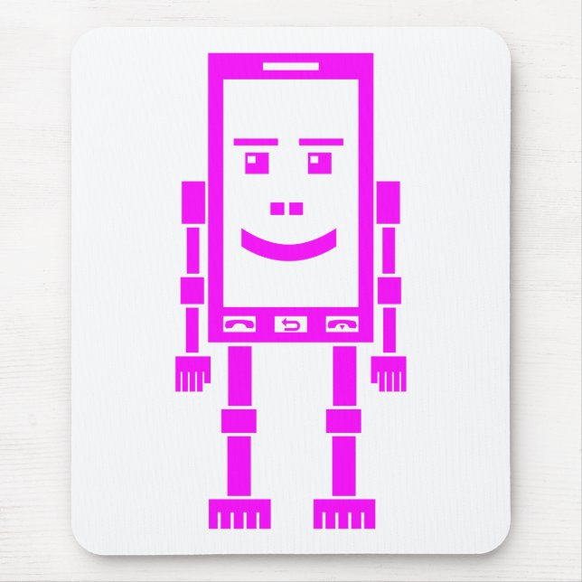 Tapis De Souris Robo Phone - Magenta en blanc (Devant)