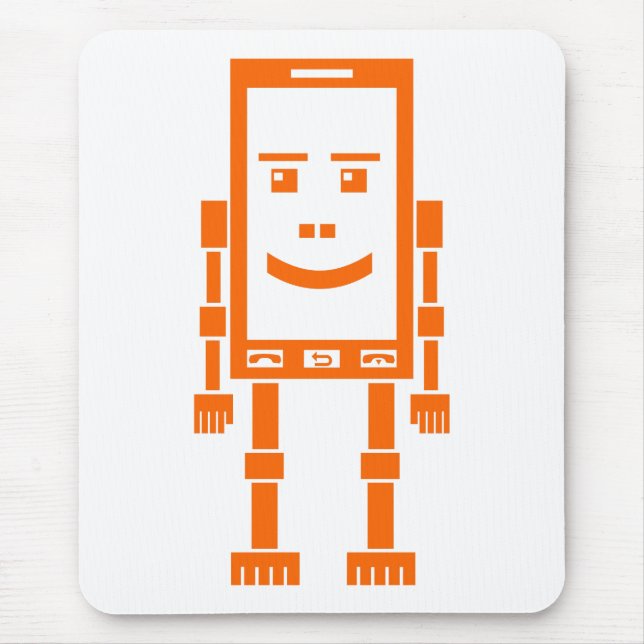Tapis De Souris Robo Phone - Orange en blanc (Devant)