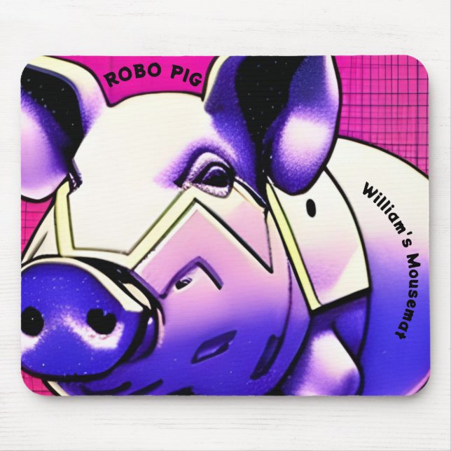 TAPIS DE SOURIS ROBO PIG. Texte modifiable. Tapis  (Devant)