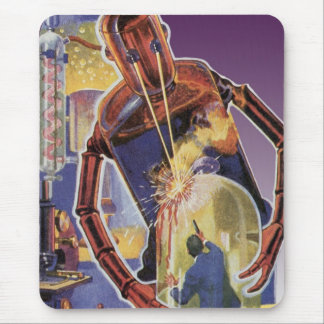 Tapis De Souris Robot de science-fiction vintage avec les yeux de