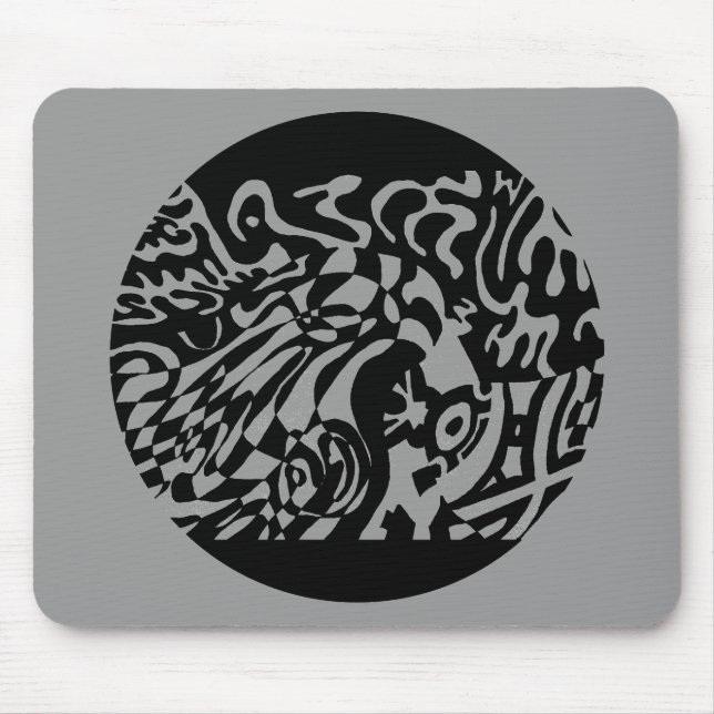 Tapis De Souris "Robot Dreams" B&W Art Abstrait (Devant)