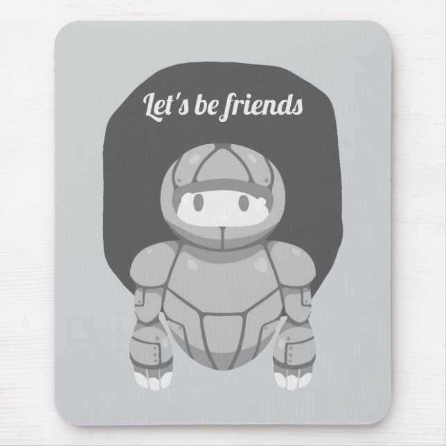 Tapis De Souris Robot gris sur fond gris est amical (Devant)