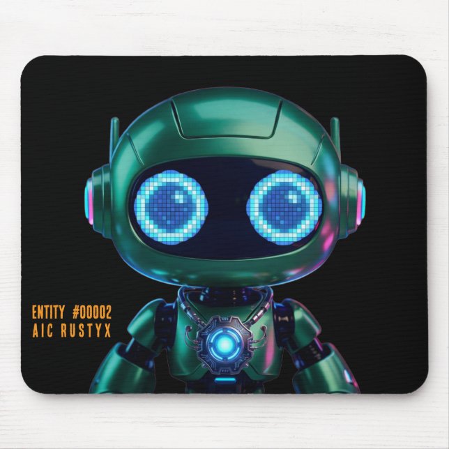 Tapis de souris robot IA Cyberpunk #00002 | AIC Ru (Devant)