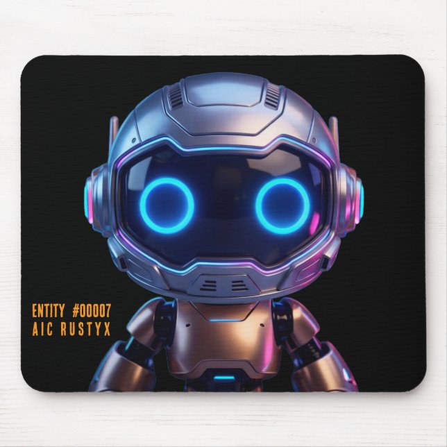 Tapis de souris robot IA Cyberpunk #00007 | AIC Ru (Devant)
