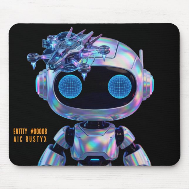Tapis de souris robot IA Cyberpunk #00008 | AIC Ru (Devant)