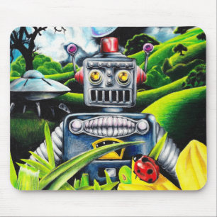 Tapis De Souris Robot Invasion - Art de science-fiction