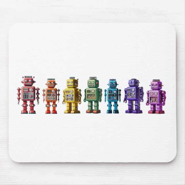 Tapis De Souris Robots arc-en-ciel (Devant)