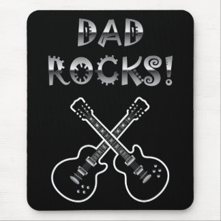 Tapis De Souris Roches de papa !  Guitares noires et blanches