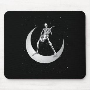 Tapis De Souris Rock And Roll Skeleton Jouer Guitare Rock Sur Lune
