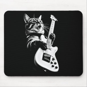 Tapis De Souris Rock Chat Jouer Guitare - Funny Guitare Chat 1